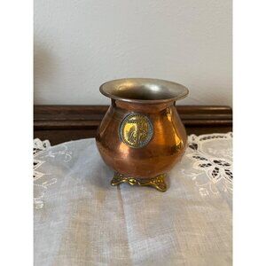 Small Copper and Brass Pot, Vessel, Sugar Bowl